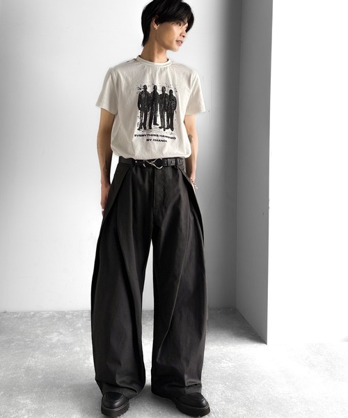 スラックス　変形　ボリュームスラックス　黒　ワイドスラックス FREAK'S STORE スラックス 限定展開 ワイドシルエット TR