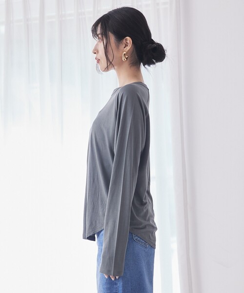 【チャコールグレー】シアーロゴロンT tシャツ シアーロゴロンT/春服/夏服/レイヤード/カジュアル レディース