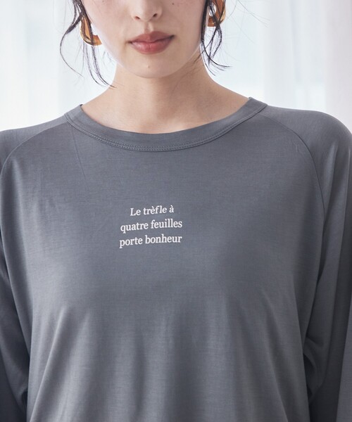 コットンジャージーロンT ロゴ　シアー tシャツ シアーロゴロンT/春服/夏服/レイヤード/カジュアル レディース