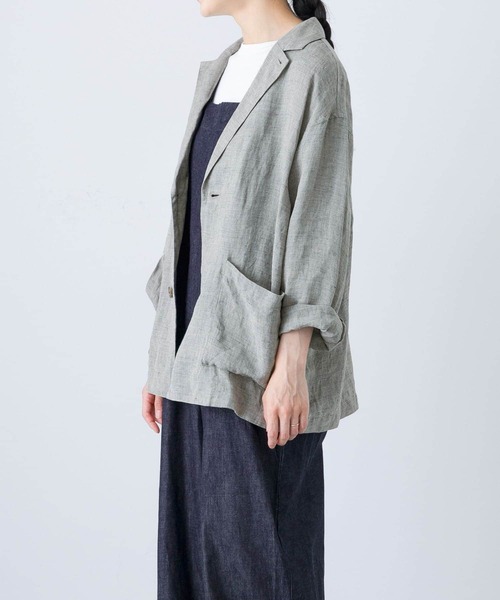 かぐれ コート アウター リネンテーラードジャケット レディース