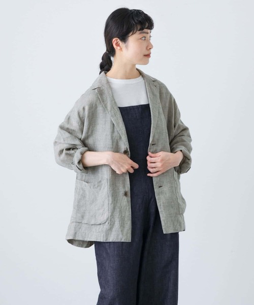 かぐれ コート アウター リネンテーラードジャケット レディース