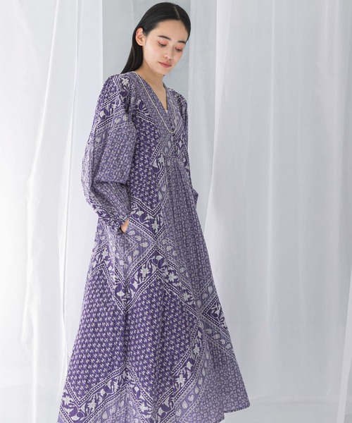 ワンピース sara mallika COTTON LUREX SCARF PRINT DRESS