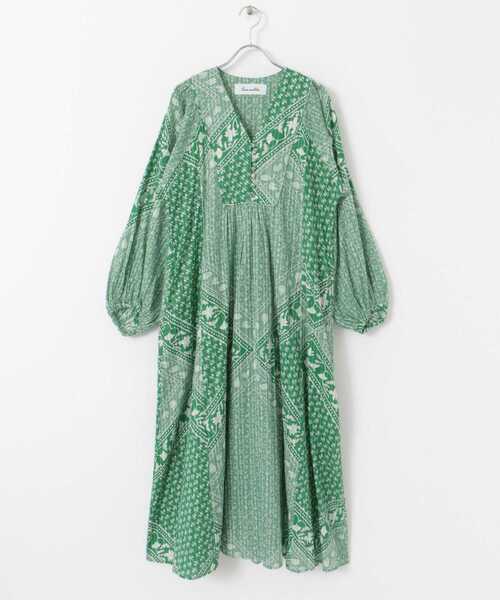 ワンピース sara mallika COTTON LUREX SCARF PRINT DRESS