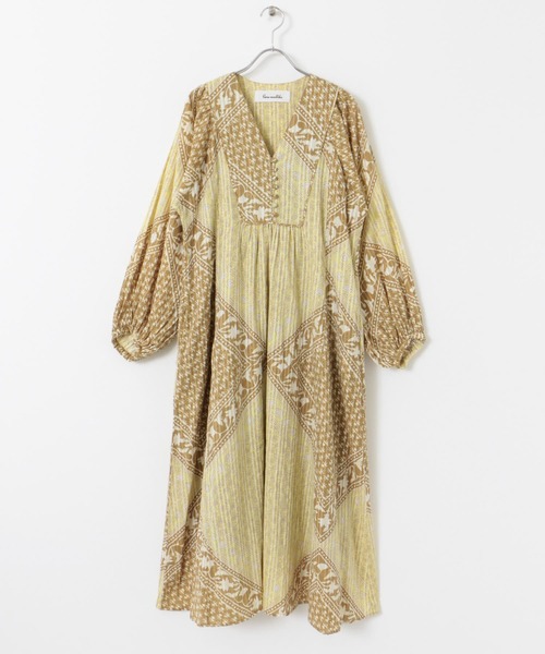 ワンピース sara mallika COTTON LUREX SCARF PRINT DRESS