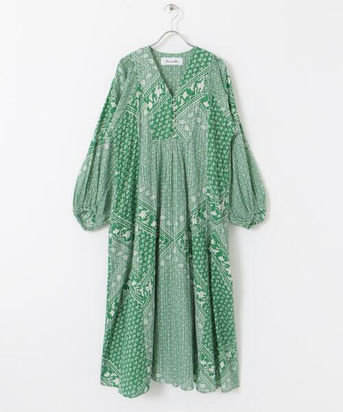 ワンピース sara mallika COTTON LUREX SCARF PRINT DRESS : ZOZOTOWN