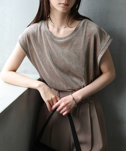 select MOCA tシャツ シアーフロッキーフレンチスリーブトップス