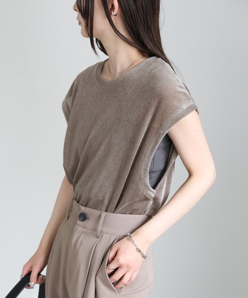 select MOCA tシャツ シアーフロッキーフレンチスリーブトップス