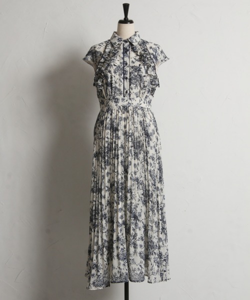 tocco closet ワンピース フリル付きフラワープリントシャツ