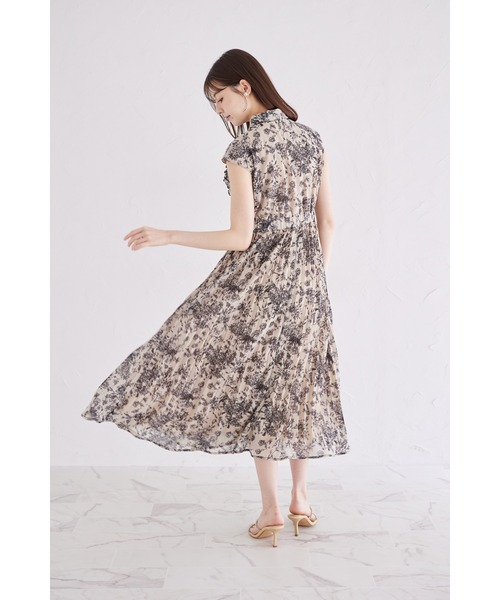 【新品未使用】　tocco フリル付きフラワープリントシャツプリーツワンピース tocco closet ワンピース フリル付きフラワープリントシャツ
