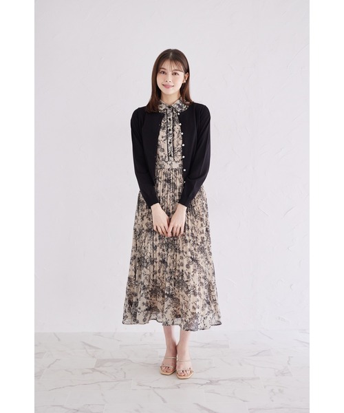 【新品未使用】　tocco フリル付きフラワープリントシャツプリーツワンピース tocco closet ワンピース フリル付きフラワープリントシャツ