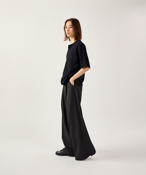 kutir パンツ STRIPE TUCK WIDE SLACKS／ストライプタックワイド