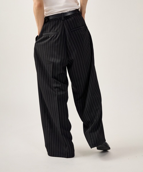 Futu-no-Stripe-Pants スラックス kutir パンツ STRIPE TUCK WIDE SLACKS／ストライプタックワイド