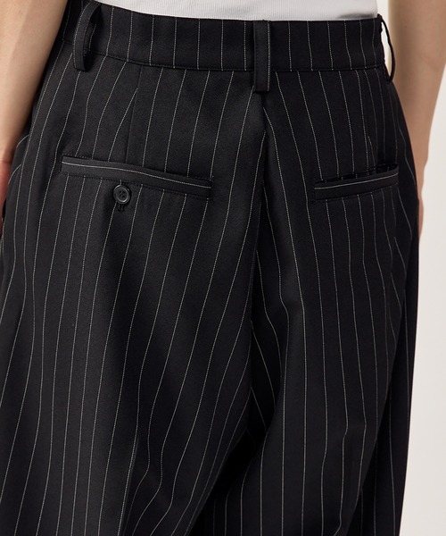 kutir パンツ STRIPE TUCK WIDE SLACKS／ストライプタックワイド