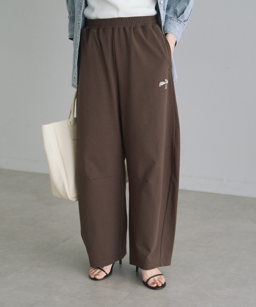 ピュアルセシン　ブラウン ワイドパンツ ベルト付き チノ素材 pual ce cin パンツ 接触冷感+抗菌カーブシルエットカットソー