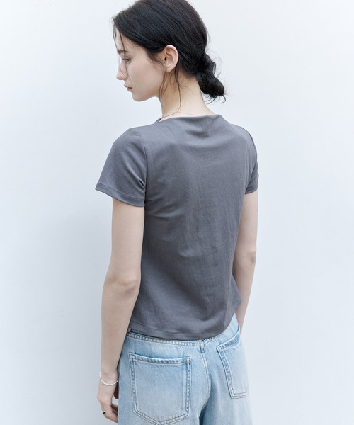 tシャツ 「tageechita」アシンメトリーボードネックスリムTシャツ レディース tageechita tシャツ 「tageechita」アシンメトリーボードネック