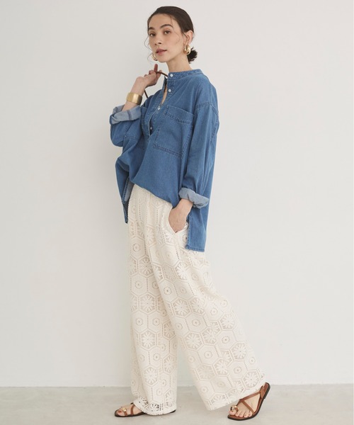 【新品☆】ERIC BOMPARD クロシェレース編み ワイドレッグパンツ 新品☆】ERIC BOMPARD クロシェレース編み ワイドレッグパンツ