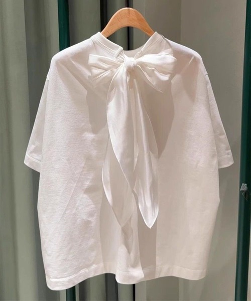tシャツ バックリボンクルーネックTシャツ レディース