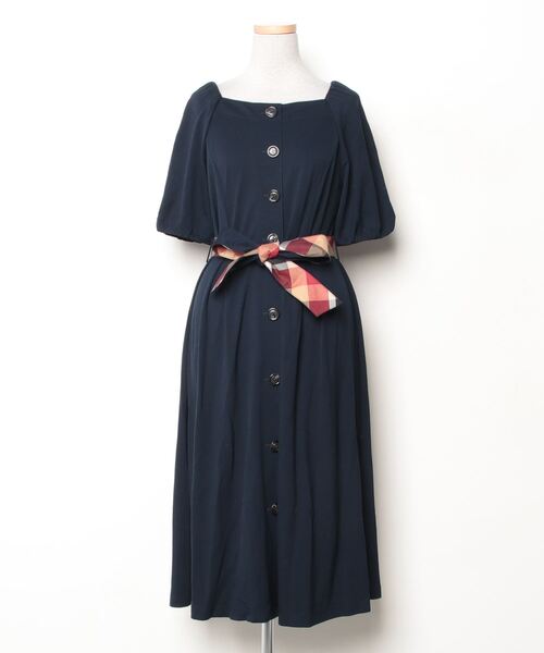 ブルーレーベル　ワンピース　ブルー　半袖　38 ブルーレーベルクレストブリッジ チェックワンピース 半袖 38