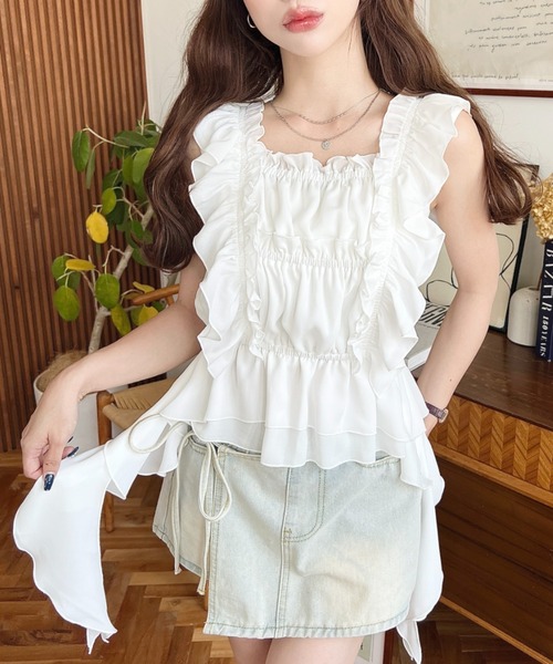 試着のみ♡LIten♡リテン♡シャーリングブラウス♡ タグ付き新品 Liten リテン シャーリングブラウス ブラック