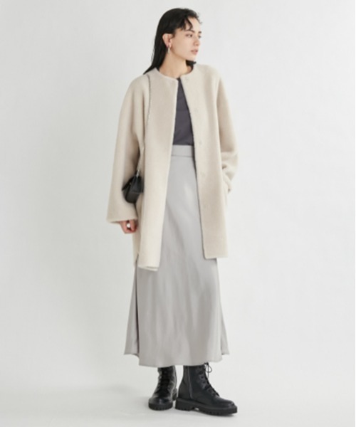 Mila Owen（ミラオーウェン） ノーカラーコート FREE モカ レディース