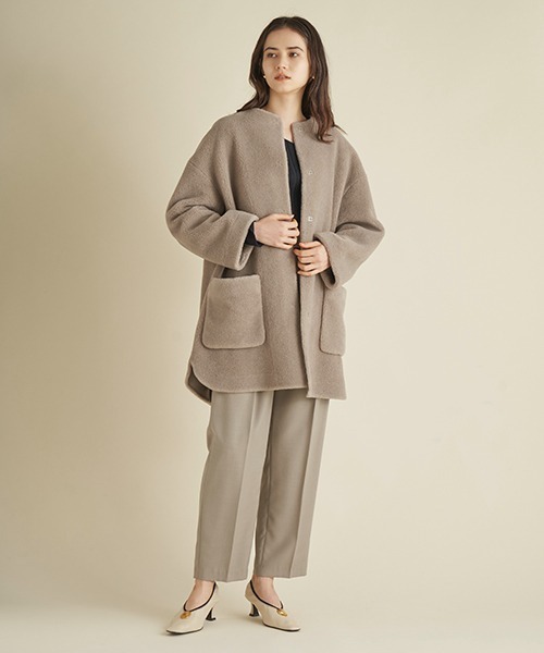 Mila Owen（ミラオーウェン） ノーカラーコート FREE モカ レディース