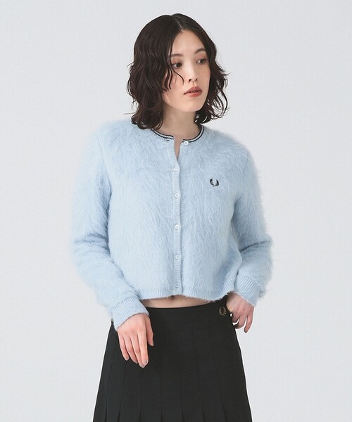 【FRED PERRY】ニットカーディガン/無地/ウール/刺繍/ロゴ/新品 FRED PERRY カーディガン 「別注」FRED / Fluffy Crewneck Knit