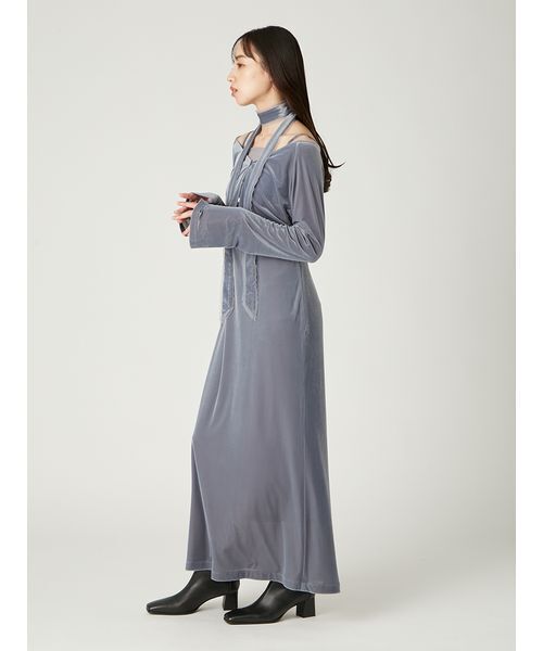 FRAY I.D（フレイ・アイディー） ワンピース シアーベロアカーデ