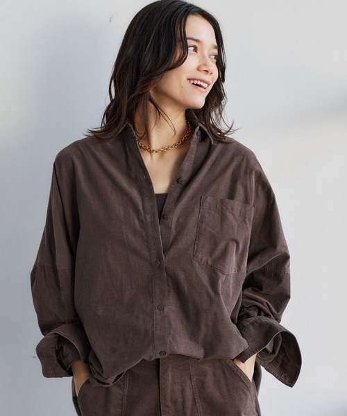 ほぼ新品 バンヤードワイドシルエットコーディロイシャツ　ブラウンS BARNYARDSTORM（バンヤードストーム） ブラウス シャツ BARNYARDSTORM