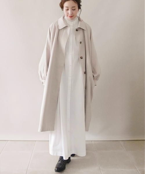 「ECRIRE」 ステンカラーコート L ベージュ レディース_画像9