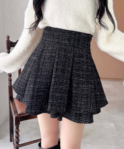 INGNI（イング） スカート 「WEB限定」ツイードタックミニフレア