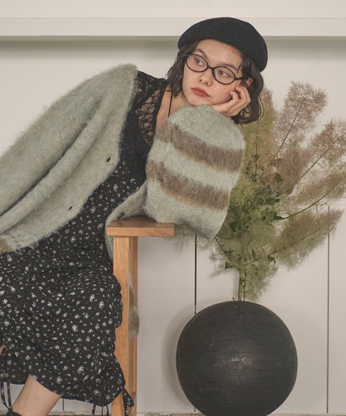 loin nuit プラッドパターンニットカーディガン loin nuit カーディガン plaid pattern knitcardigan / プラッド