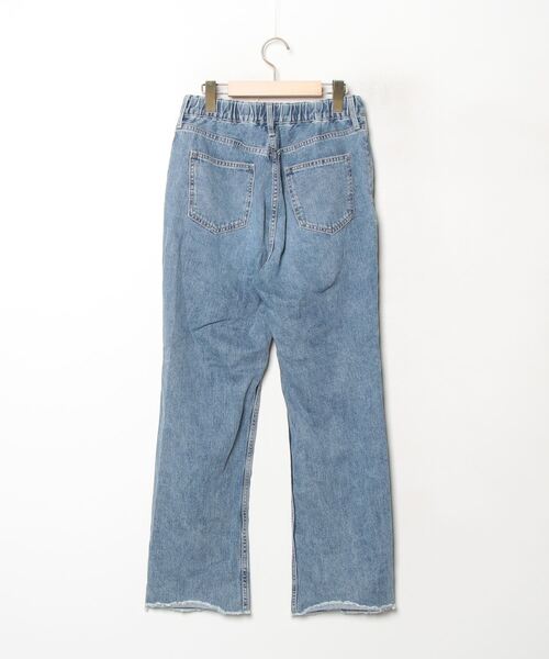 「GLOBAL WORK」 加工スキニーデニムパンツ L ブルー レディース