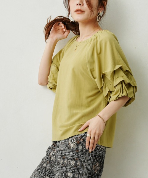 「Chez toi」 半袖ブラウス FREE ピンク レディース_画像4