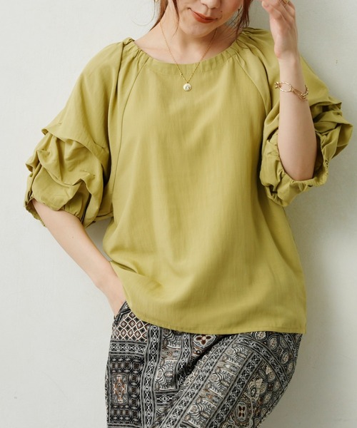 「Chez toi」 半袖ブラウス FREE ピンク レディース_画像7