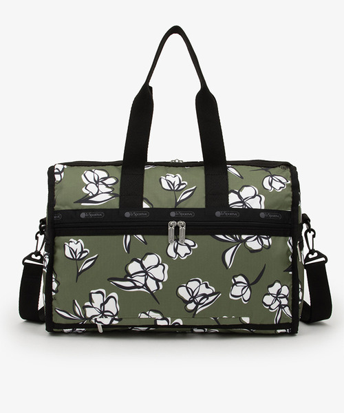 極美品ポーチ付きレスポートサック レストライプ ブラック ボストンバッグ黒 緑 レスポートサック LeSportsac ボストンバッグ LARGE WEEKENDER 7185