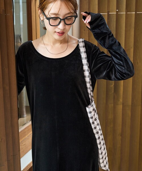 FREAK'S STORE ワンピース 限定展開 ベロア バレエネック ロング