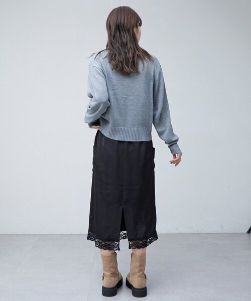 Discoat（ディスコート） スカート 「umm.」裾レースクラッシュサテン