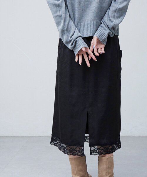 Discoat（ディスコート） スカート 「umm.」裾レースクラッシュサテン