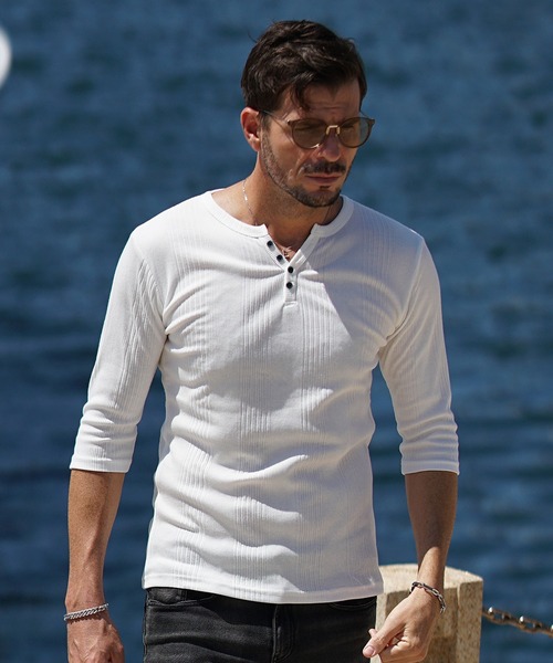 joker（ジョーカー） tシャツ テレコヘンリーネック7分袖Tシャツ