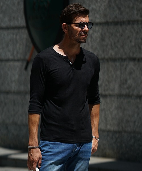 joker（ジョーカー） tシャツ テレコヘンリーネック7分袖Tシャツ