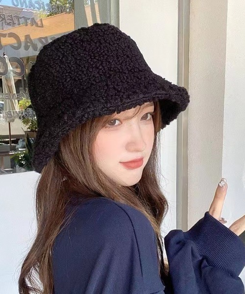 帽子 ハット ボリュームボアバケットハット レディース : ZOZOTOWN