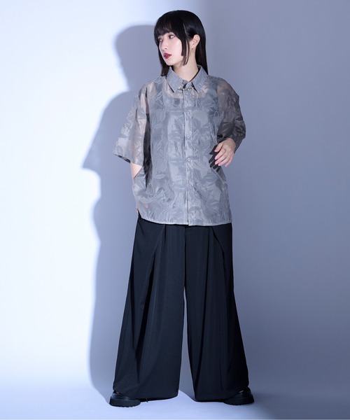 「Ellno Loset」 半袖シャツ SMALL グレー メンズ_画像7