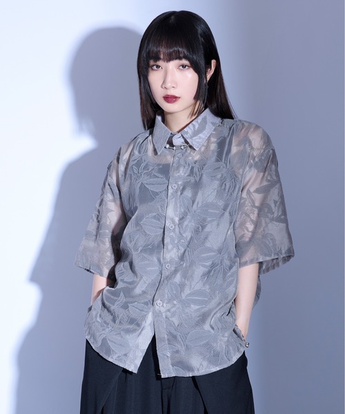 「Ellno Loset」 半袖シャツ SMALL グレー メンズ_画像8