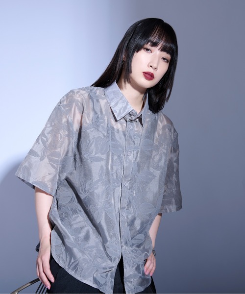 「Ellno Loset」 半袖シャツ SMALL グレー メンズ_画像9