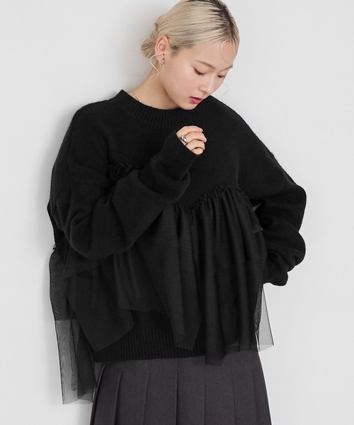 ▪️専用　BORDER FRILL TOP(38) 　BLACK 40%OFF】summery frill top～ｻﾏﾘｰﾌﾘﾙﾄｯﾌﾟ | flower／フラワー公式通販