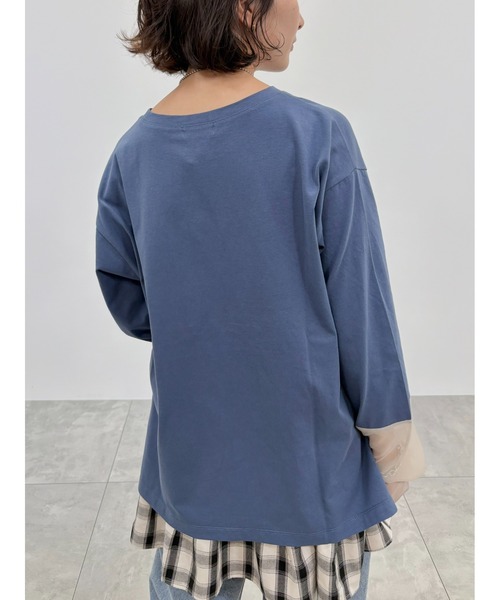 Samansa Mos2（サマンサモスモス） tシャツ 袖口シアー切替ロゴ