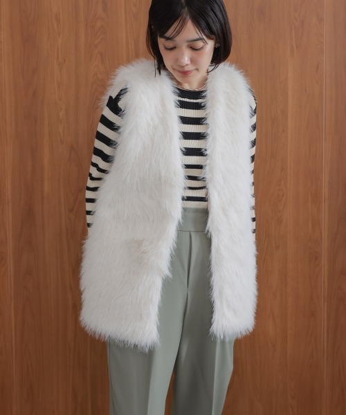 Bou Jeloud（ブージュルード） ベスト ジレ フェイクロングフォックス