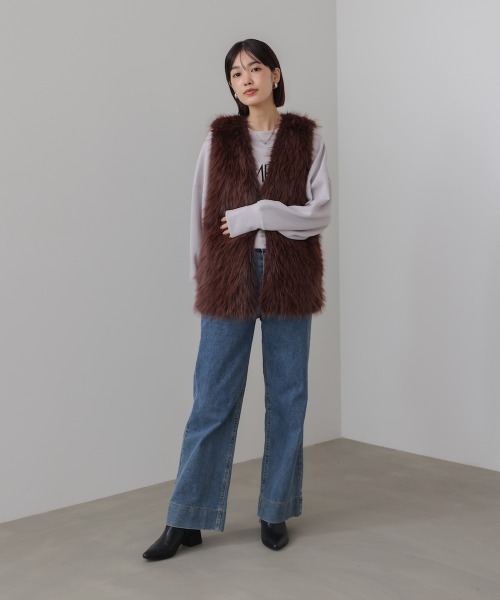 Bou Jeloud（ブージュルード） ベスト ジレ フェイクロングフォックス