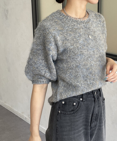 「Thevon」 半袖ニット FREE ブルー レディース_画像5