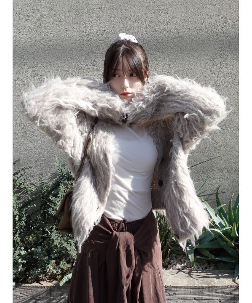 FRAY I.D（フレイ・アイディー） カーディガン 2wayブラッシュシャギー